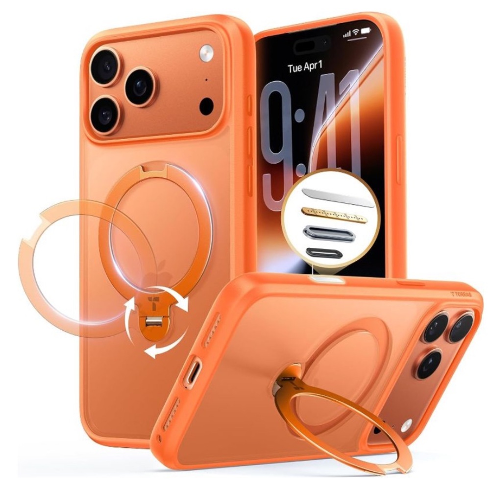 iPhone 17 PRO MAX Protective Case With 360 Kickstand & MagSafe-COSMIC ORANGE